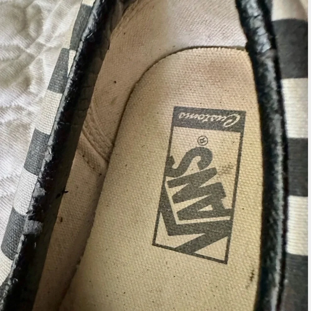 VANS ERA Black and White Checkerboard with Black Toe CUSTOMS Men’s 11 - Picture 8 of 10